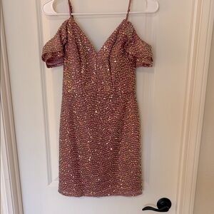 Stunning sparkly purple iridescent mini dress